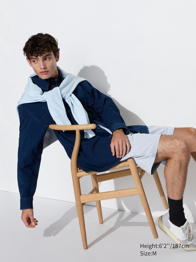 

Шорты-Стрейч из ткани сирсакер Uniqlo, цвет 64 синий