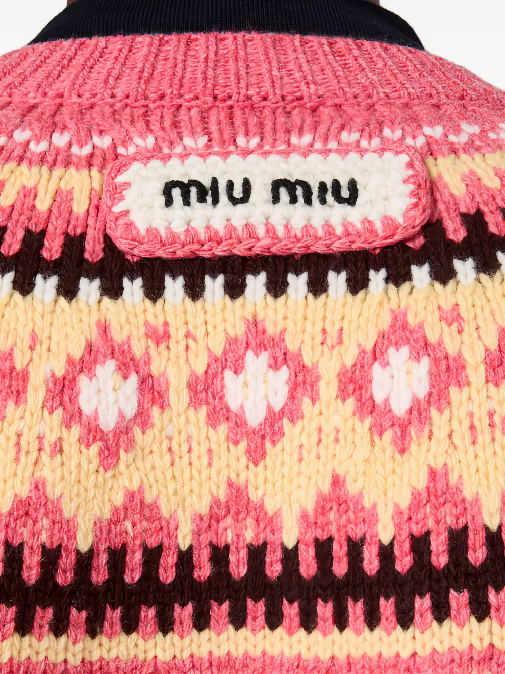 Жаккардовый кардиган Miu Miu, розовый — фото 3