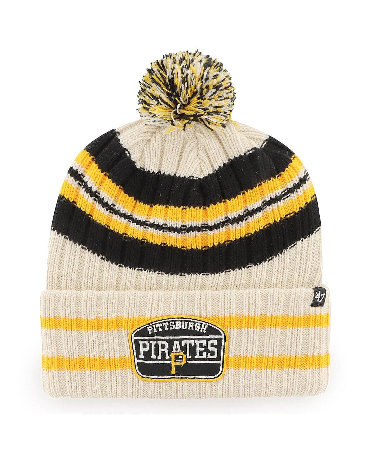 

Мужская вязаная шапка с манжетами и помпоном из натурального материала Pittsburgh Pirates Home '47 Brand