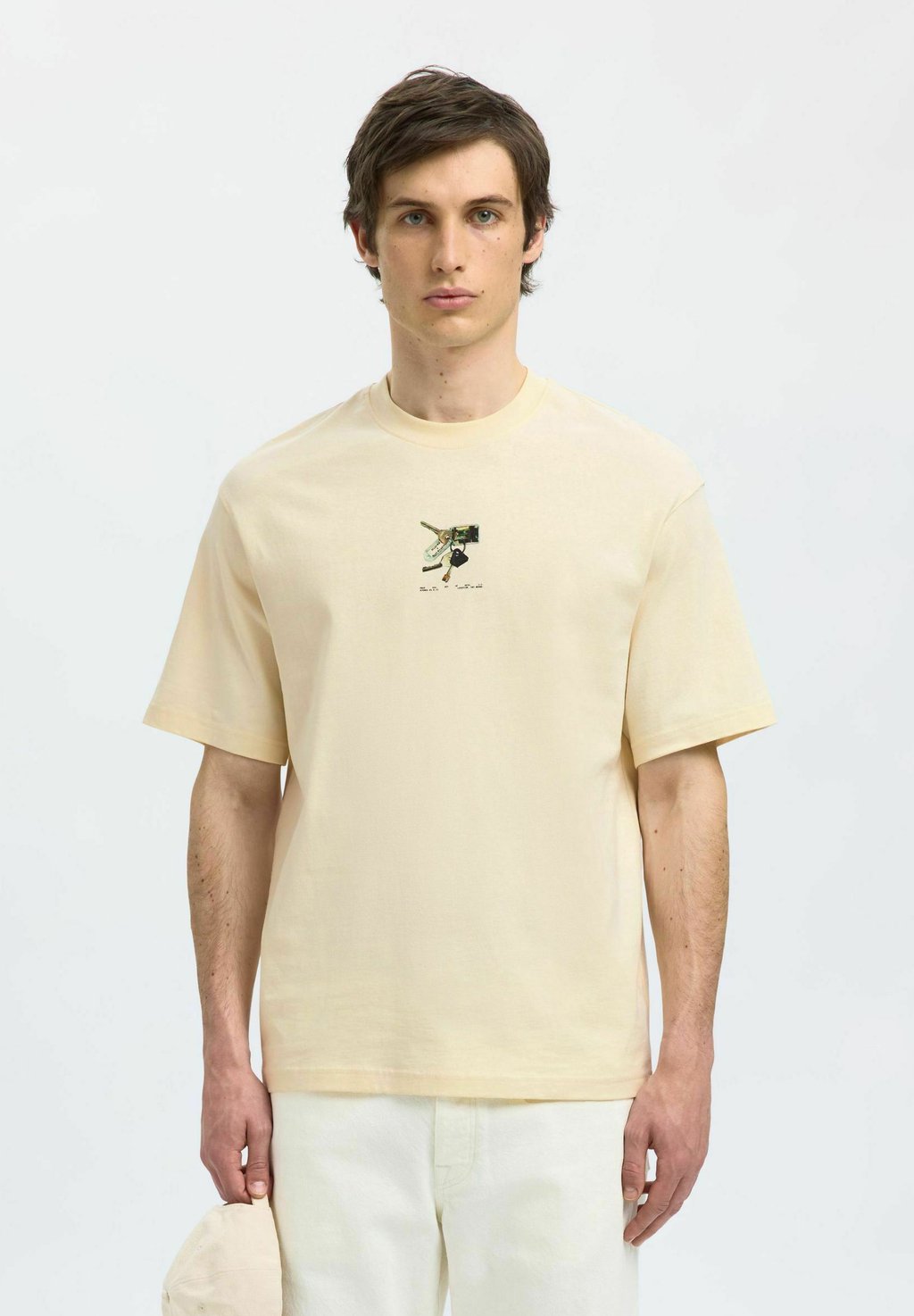 

Футболка с принтом SLHRELAXKAI O NECK Selected Homme, белый