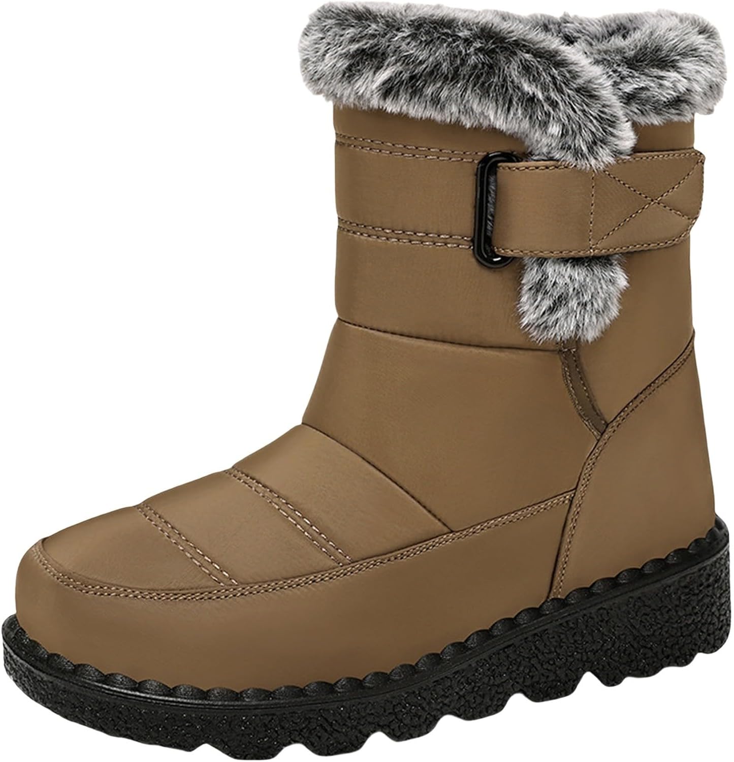 

Женские и мужские зимние ботинки с теплой меховой подкладкой, удобные, нескользящие, ботильоны на толстой подошве для прогулок на улице Generic, Coffee