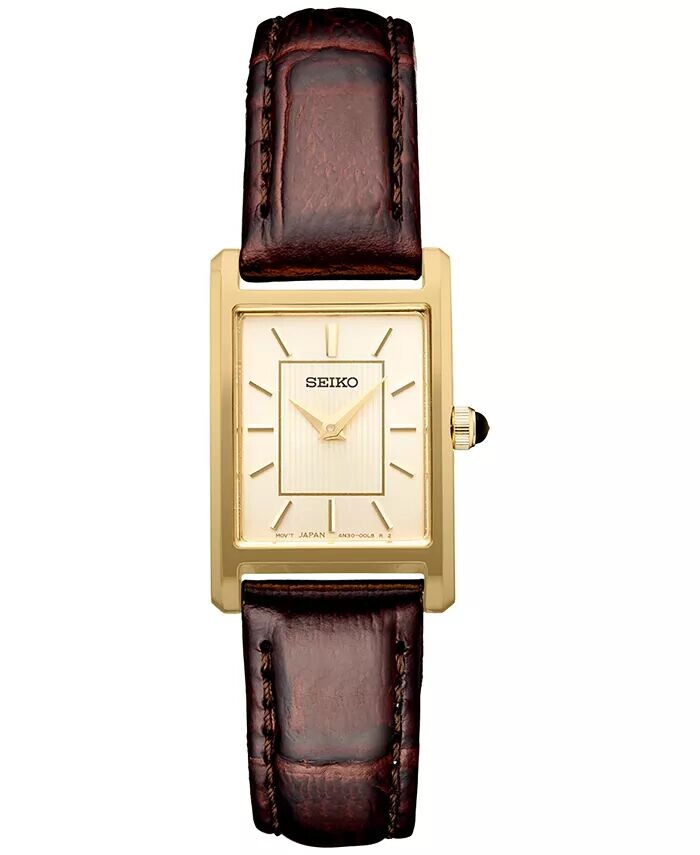 

Женские часы Essentials с коричневым кожаным ремешком, 19 мм Seiko