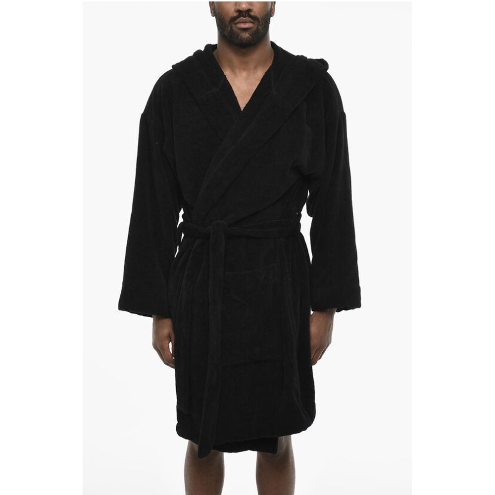 

Халат из махрового хлопка с поясом и капюшоном Dsquared2, Black