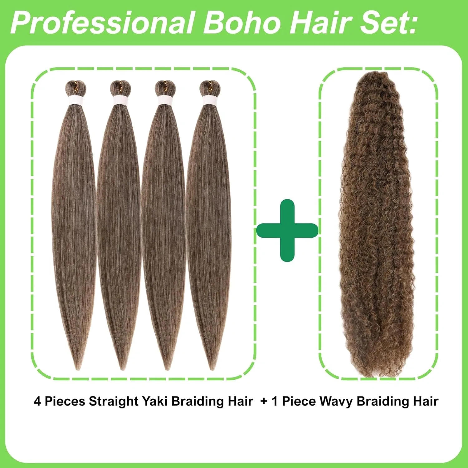 Искусственные волосы для плетения Gozill Pre Stretched Boho Braiding Hair Gozill, Ash Brown — фото 2