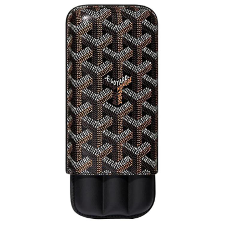 

GOYARD Сумка-мешок Черчилль из холста с кожаной отделкой в стиле собачьих зубов