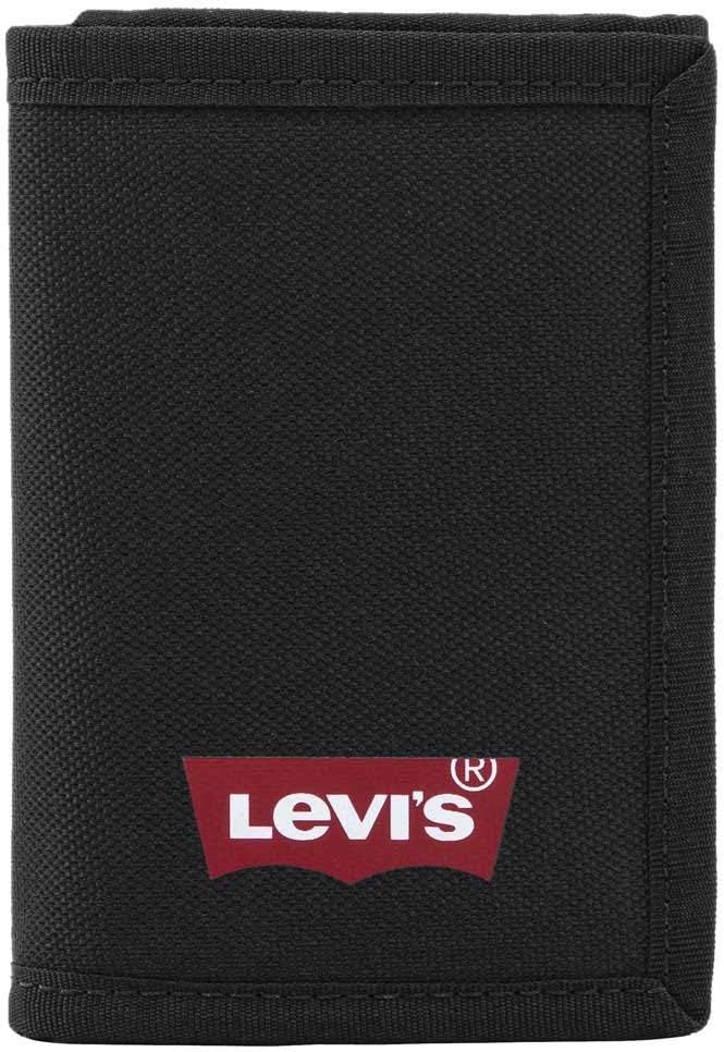 

Мужской кошелек Levi's с тремя отделениями и складной крышкой в форме крыла летучей мыши, Regular Black