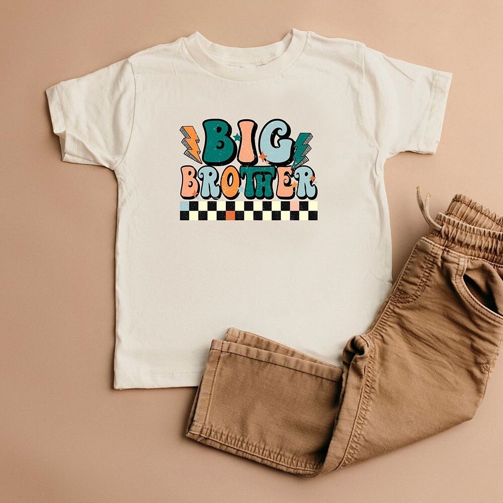 Молодежная клетчатая футболка с короткими рукавами и рисунком Big Brother The Juniper Shop, цвет Heather Grey — фото 2