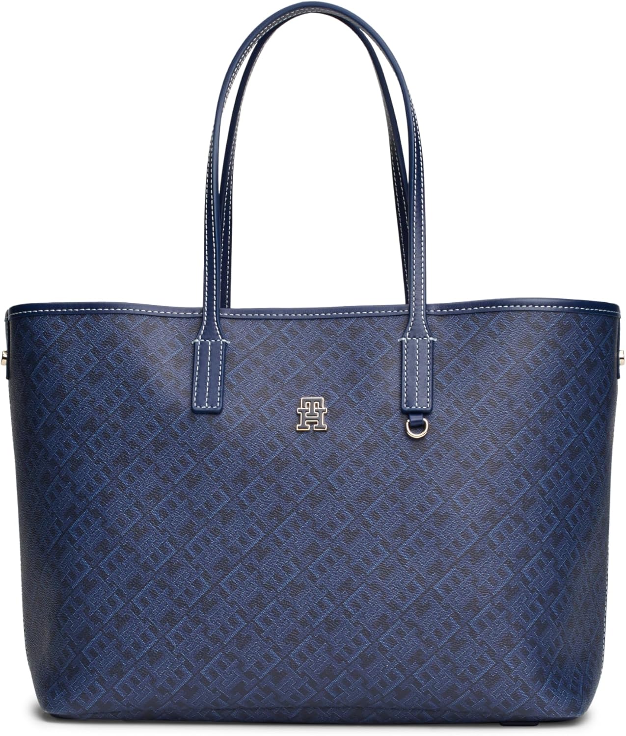 

Кожаная сумка-тоут Tommy Hilfiger с монограммой и карманом на молнии, Space Blue