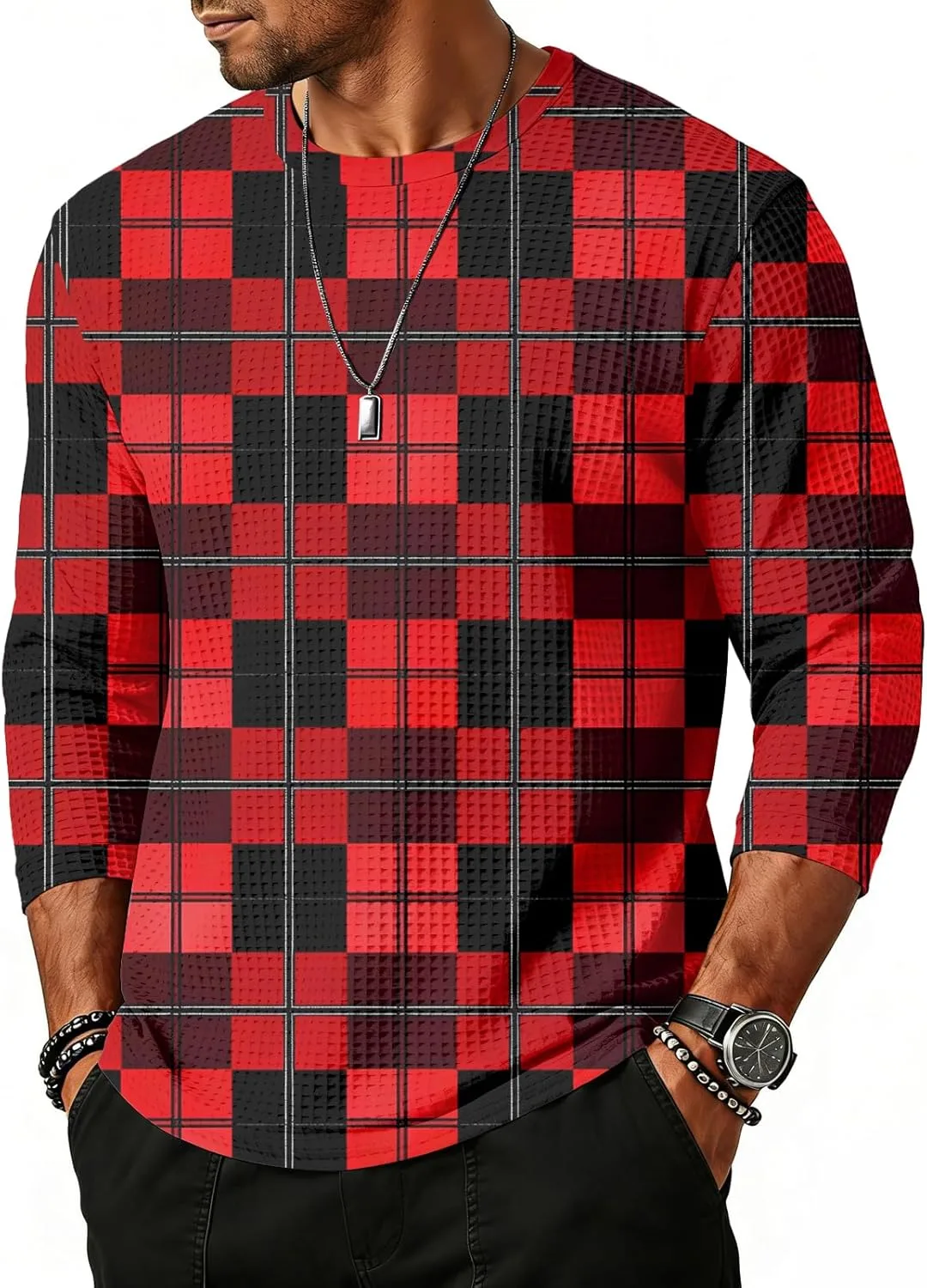 

WENKOMG1 мужская футболка 3/4 рукава в клетку Casual Jersey Baseball Tee Shirt, S-2XL