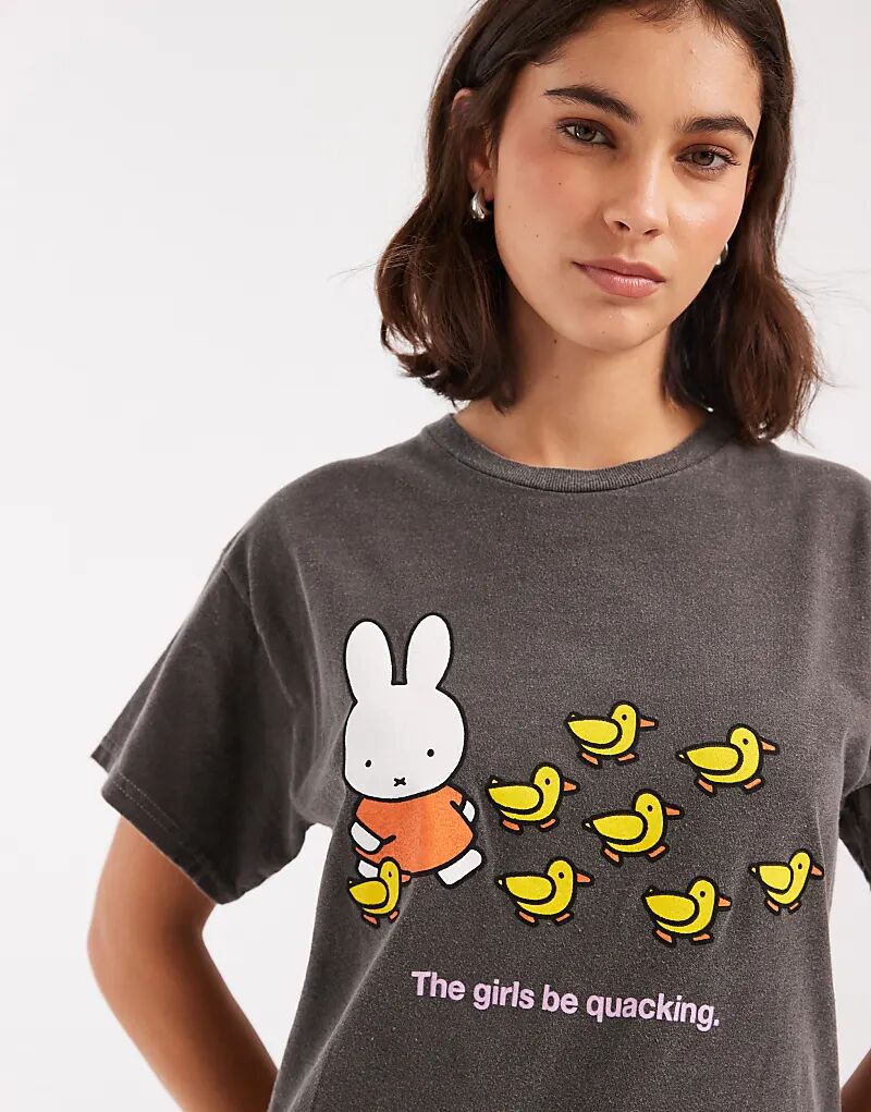 

Футболка свободного кроя Daisy Street x Miffy с принтом утки в черном цвете