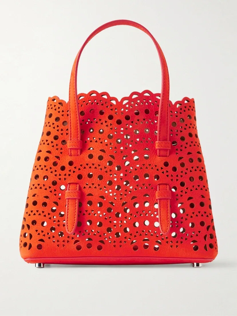 Сумка-тоут Mina 20 из кожи с лазерной резкой Alaïa, оранжевый
