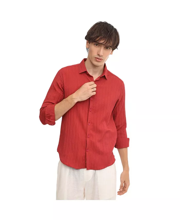 

Мужская рубашка Cadmium Red Self-Design в полоску Campus Sutra, красный