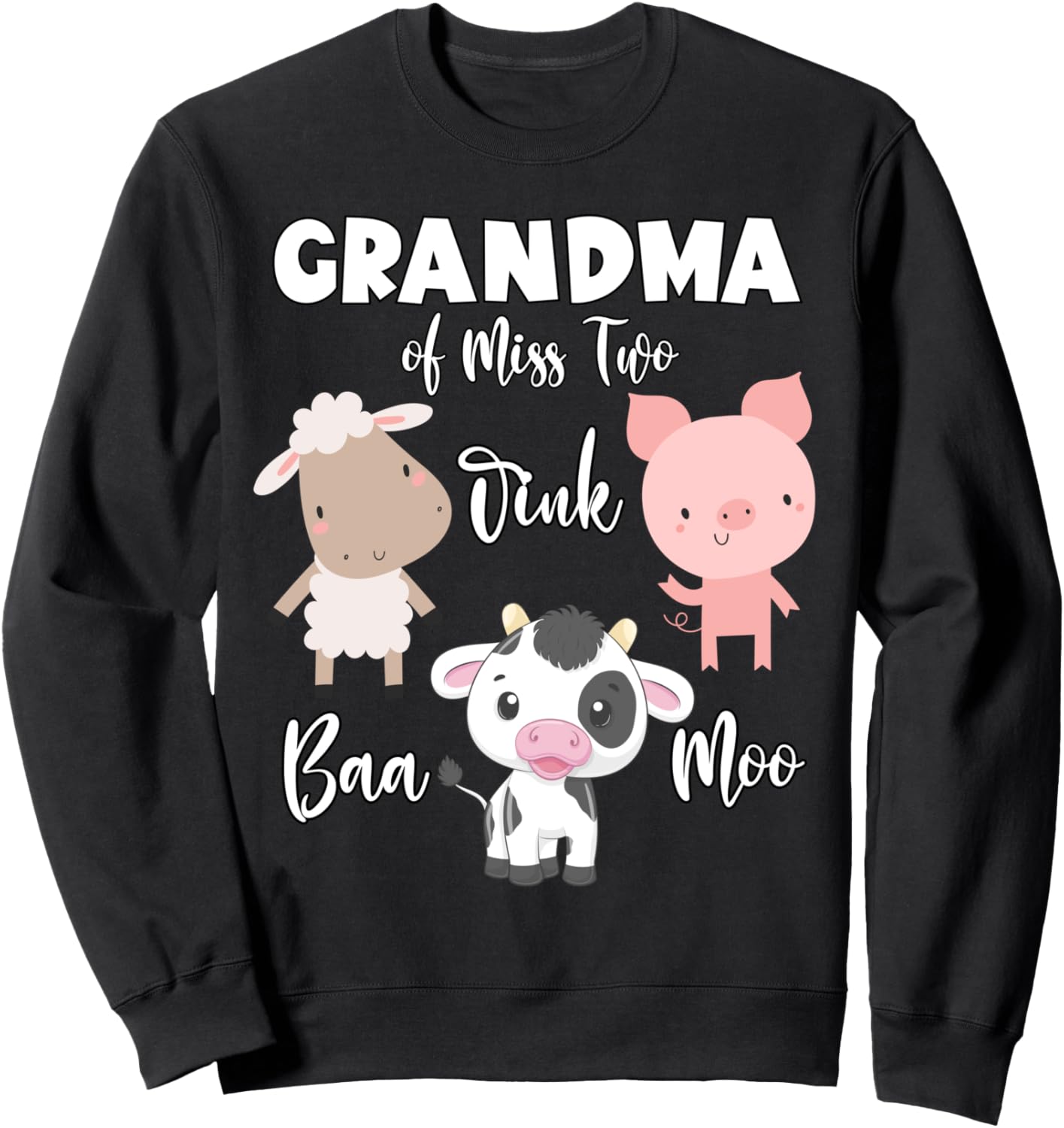 

Толстовка с изображением забавных мультяшных животных для бабушки двухлетней девочки на второй день рождения Family Look Farm Animals Theme Decorations Gifts, черный