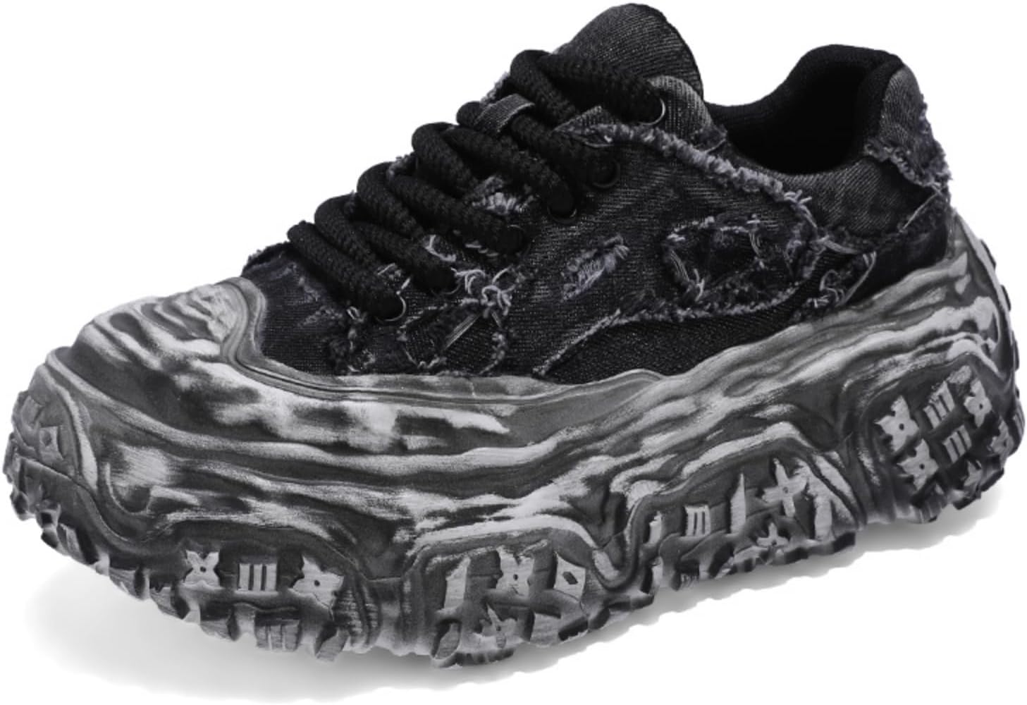 

Мужские массивные кроссовки на платформе, модные тканевые туфли, подходят для прогулок, повседневных встреч и ходьбы Aokisx, черный