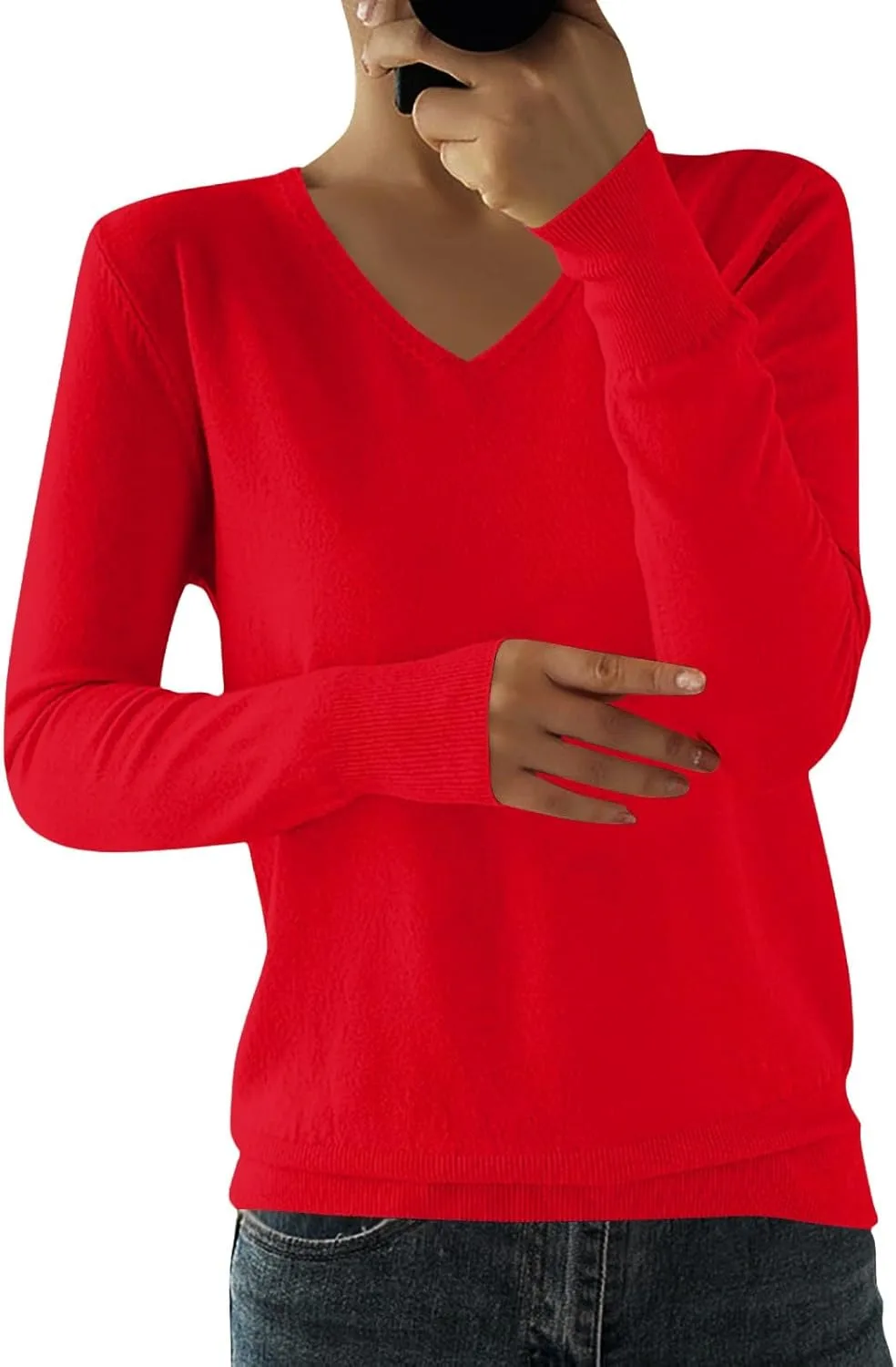 

Женский свитер с V-образным вырезом, вязаный, свободный