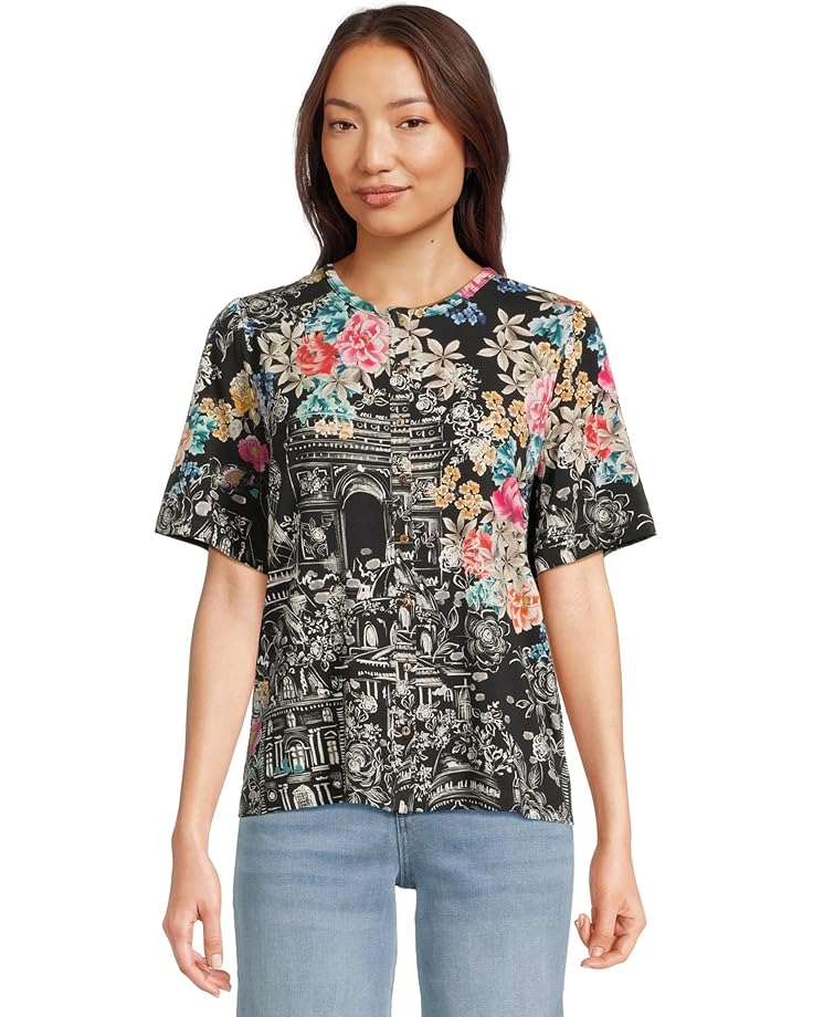 

Футболка Johnny Was The Janie Favorite Kimono Sleeve Mandarin Tee, цвет Lavilla Black