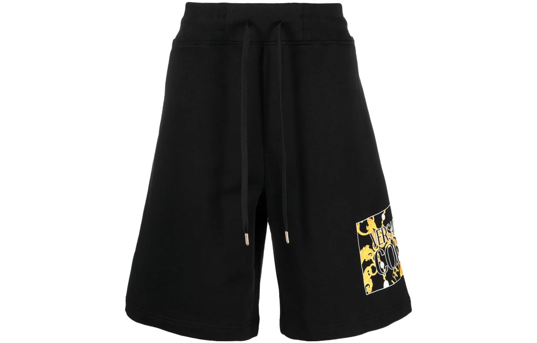 

Шорты для бега с принтом логотипа и шнурком VERSACE JEANS COUTURE, черный