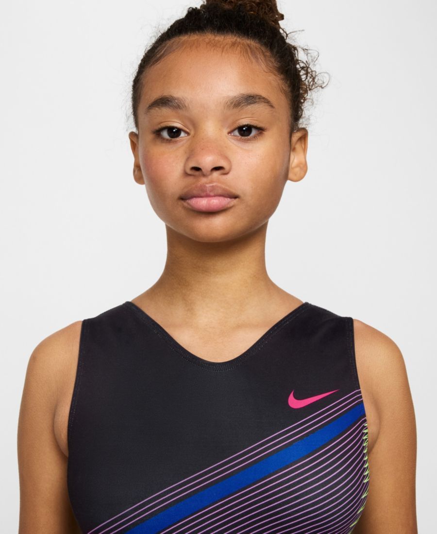 Гимнастический купальник Nike для девочек 7-16 лет с диагональной полосой Nike Gymnastics, Black — фото 3