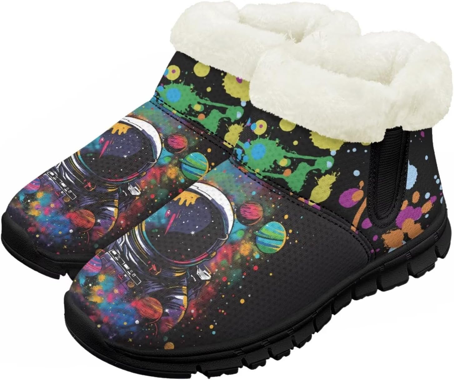 

Мальчики Девочки Зимние теплые ботинки Нескользящие легкие уличные ботинки для ходьбы в холодную погоду Chririnla, Ink Splatter Astronaut