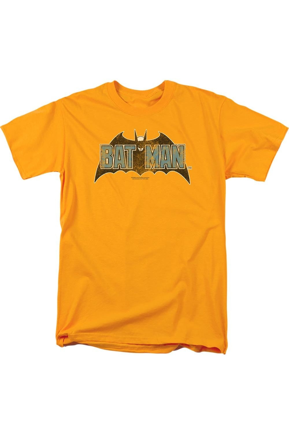 

Футболка / футболка для взрослых с коротким рукавом и винтажным логотипом Batman Bat на золотом фоне Gildan