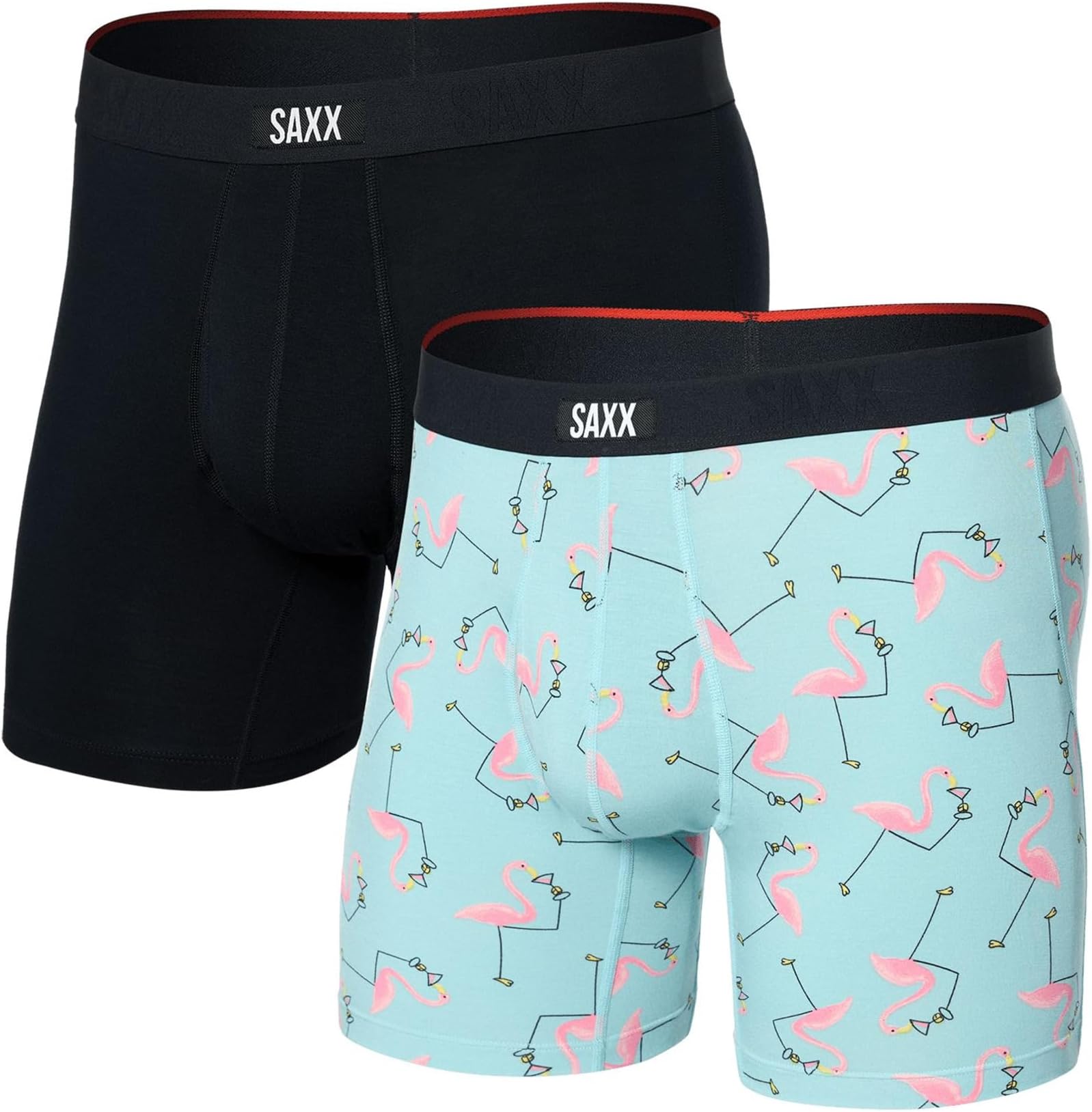 

Боксеры SAXX UNDERWEAR Vibe Xtra Super Soft Boxer Brief Fly 2-Pack, цвет Drinko Flamingo/Black