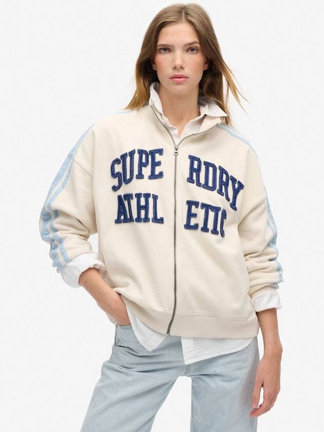 

Свободный спортивный топ с аппликацией и молнией Superdry, Turtledove Cream/Blue