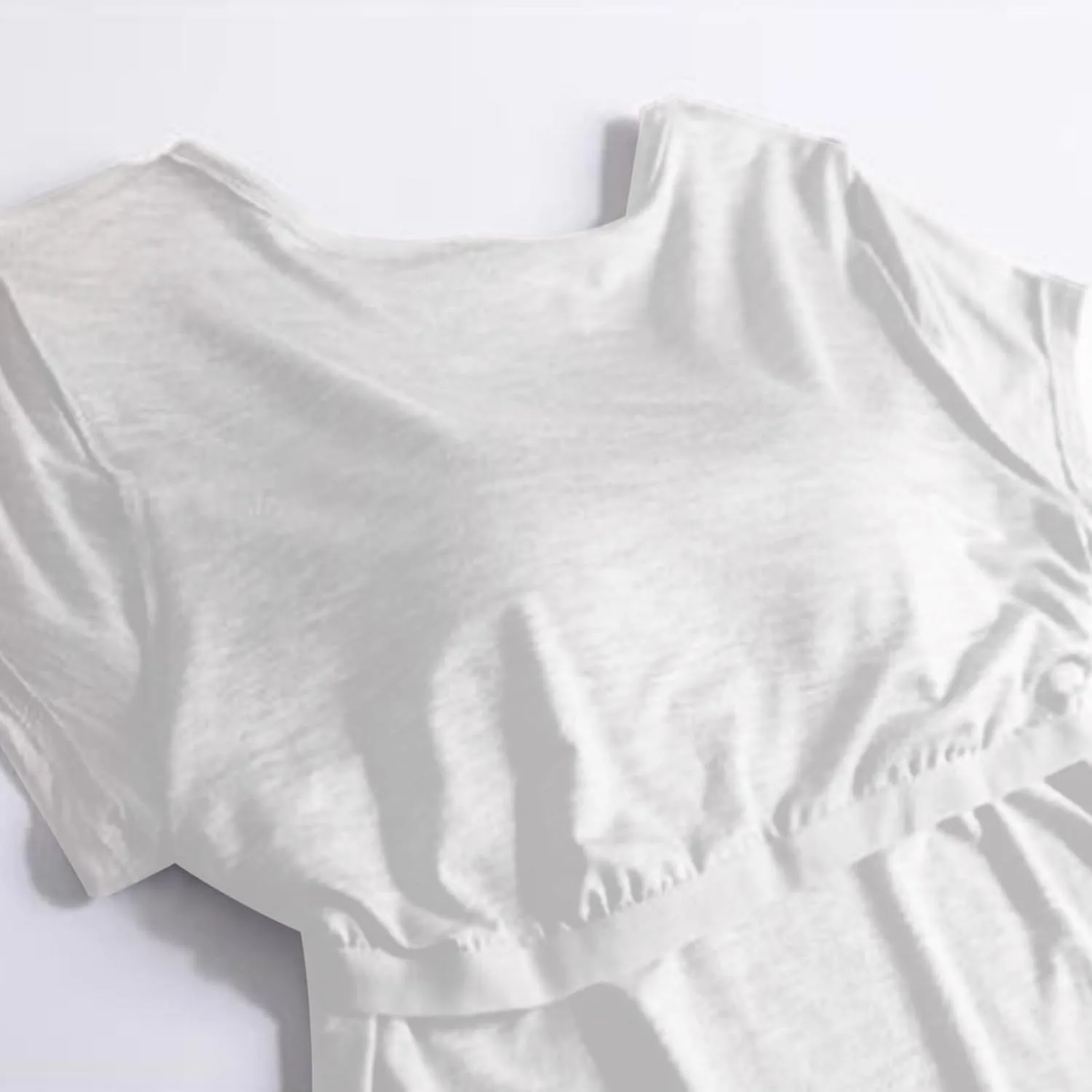Топ с встроенным бюстгальтером для женщин Plus Size с коротким рукавом, футболка для тренировок, спорта, йоги, с мягкой подкладкой и встроенным бюстгальтером, пижамный топ Generic, серебряный — фото 3