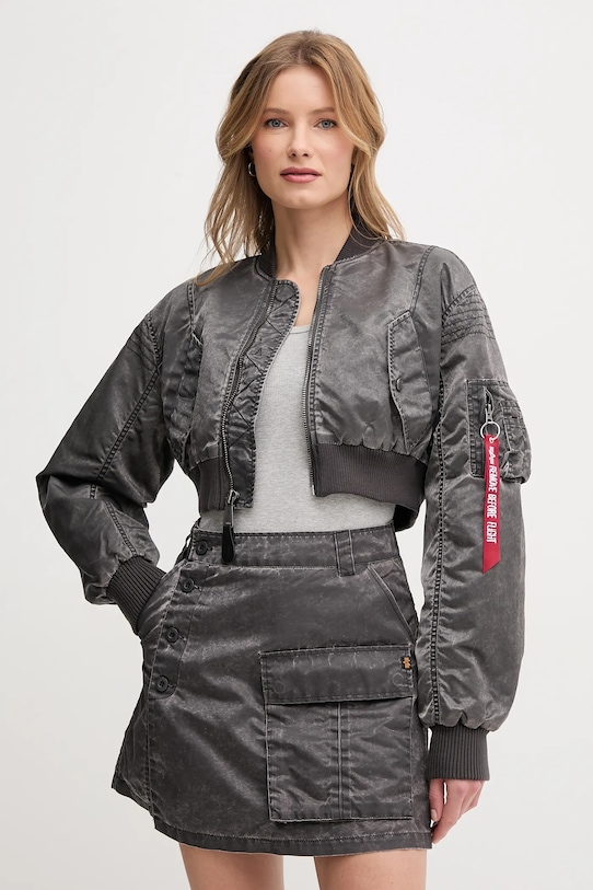 

Куртка-бомбер MA-1 укороченная винтажная женская Alpha Industries, серый