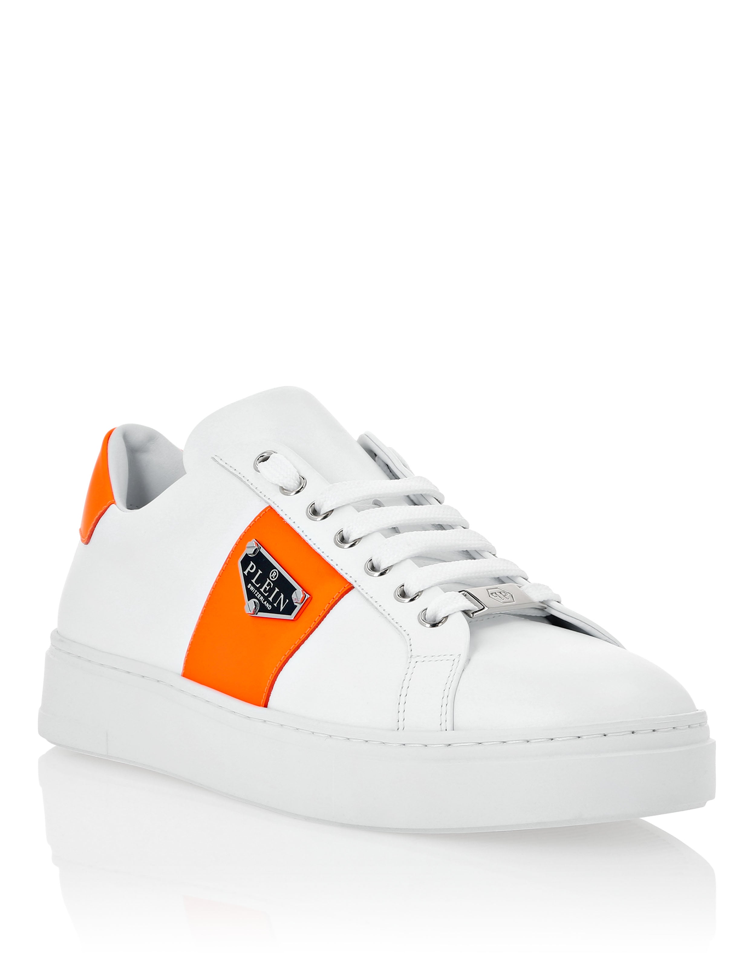 

Кроссовки Lo-Top Triangle Plein Philipp Plein, цвет White/Orangefluo