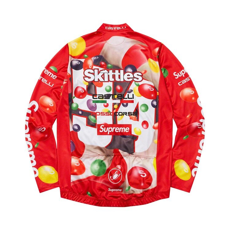 Джерси Supreme x Skittles x Castelli Long-Sleeve Cycling Jersey Red, красный — фото 2