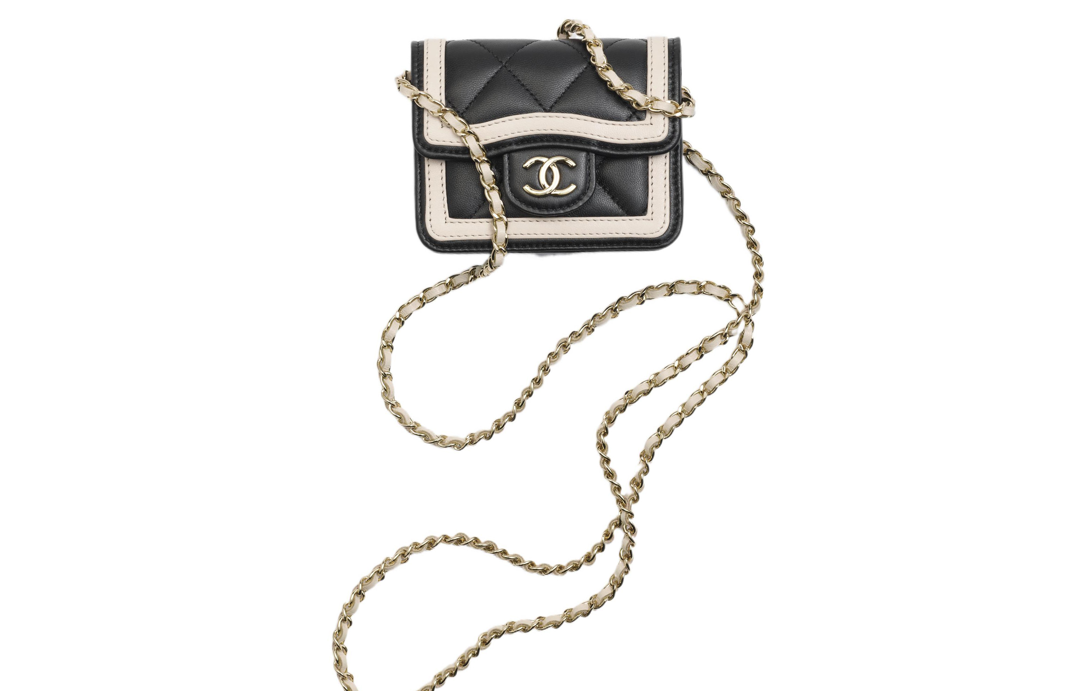 

CHANEL Сумка через плечо из овчины, мини-кроссбоди женская black/beige