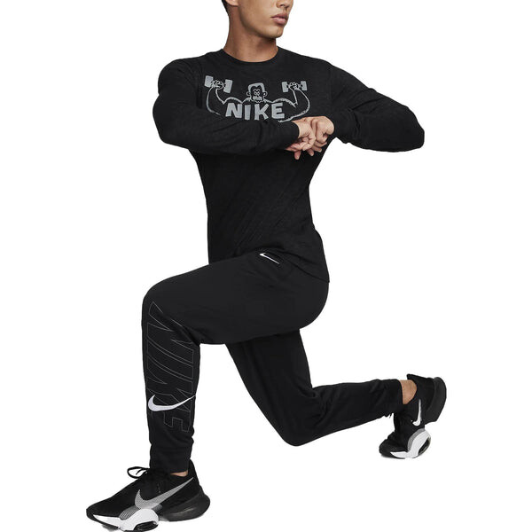 Футболка Nike Dri-FIT Long Sleeve Fitness T-Shirt 'Black', черный — фото 3