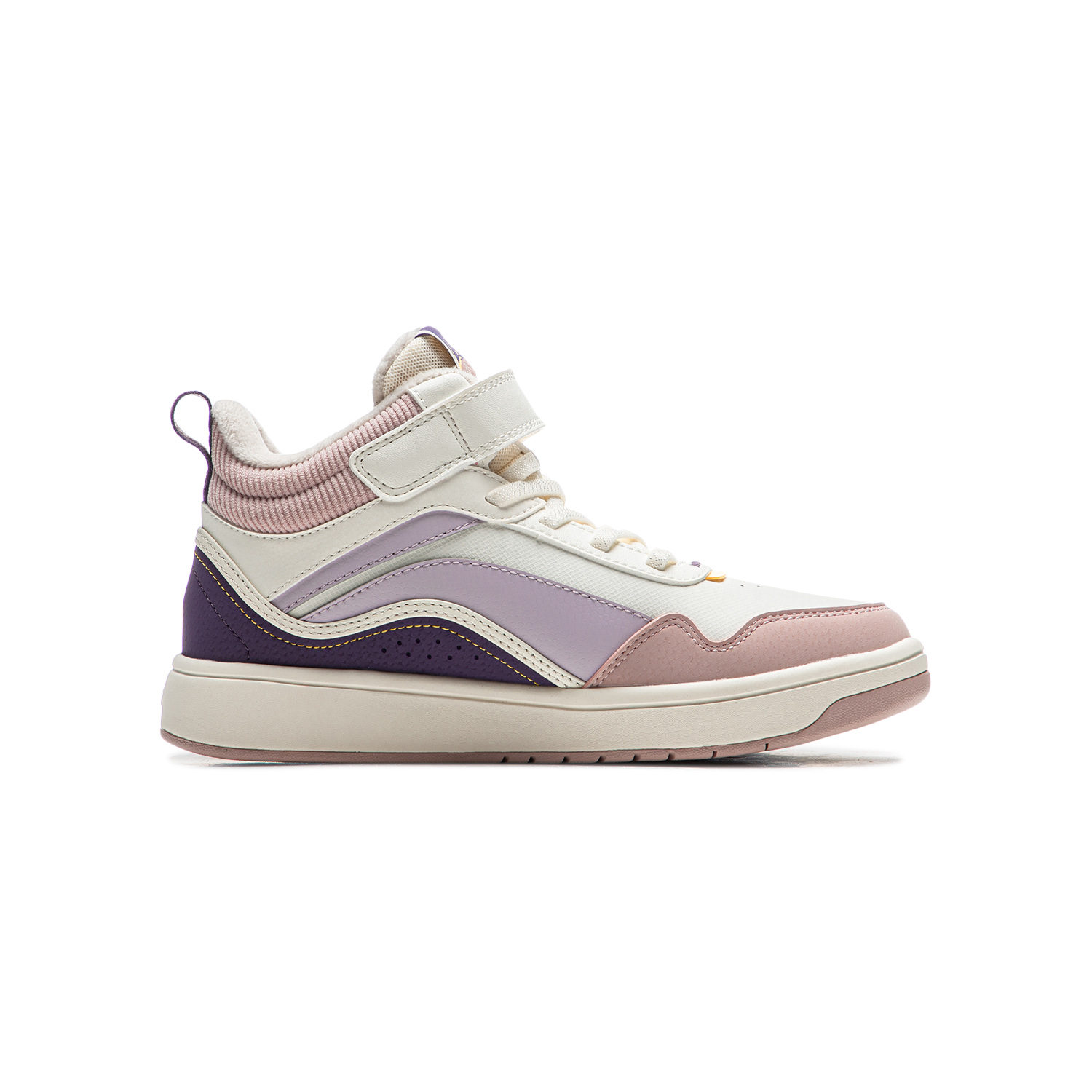 LINING YOUNG Спортивные повседневные кроссовки high top для детей с противоскользящей амортизацией, термоэффектом и рельефной подошвой, цвет beige pink — фото 3