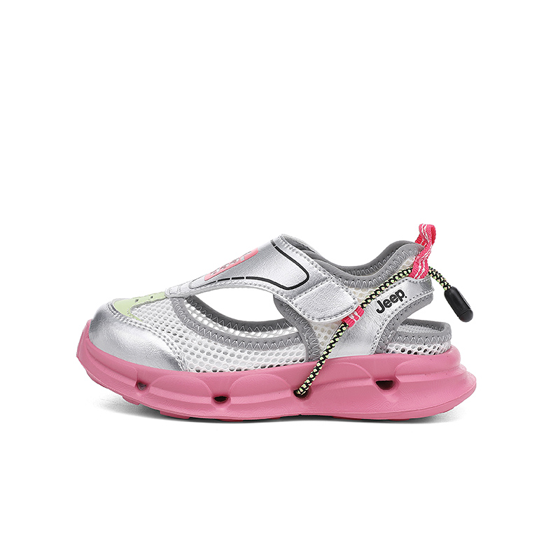 

Детские сандалии с противоскользящей подошвой, устойчивые к истиранию, дышащие, с противоскользящей подошвой Jeep, серебряный/розовый/розовый