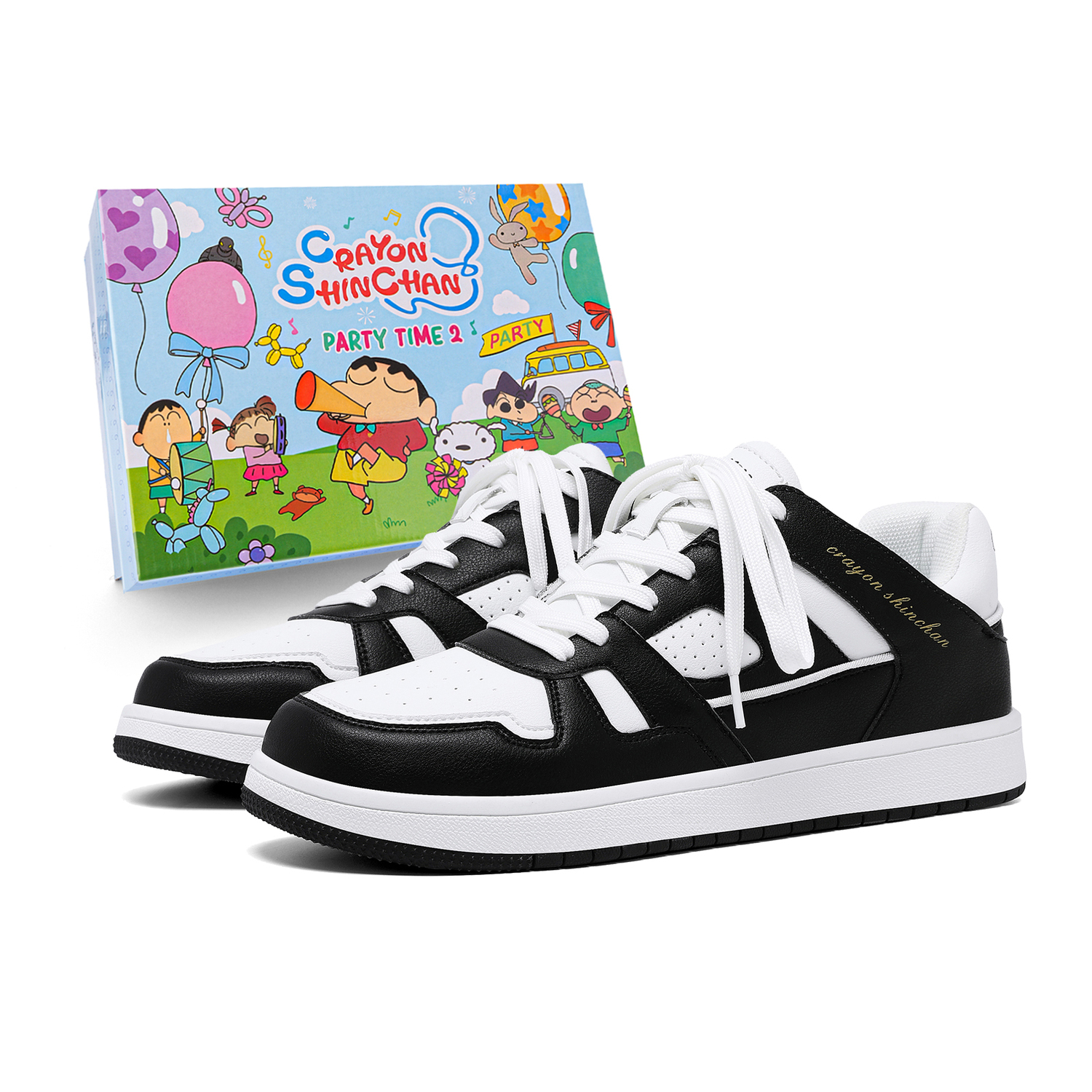

Crayon Shinchan Низкие скейтерские кроссовки унисекс классические черно-белые, цвет Classic Black White