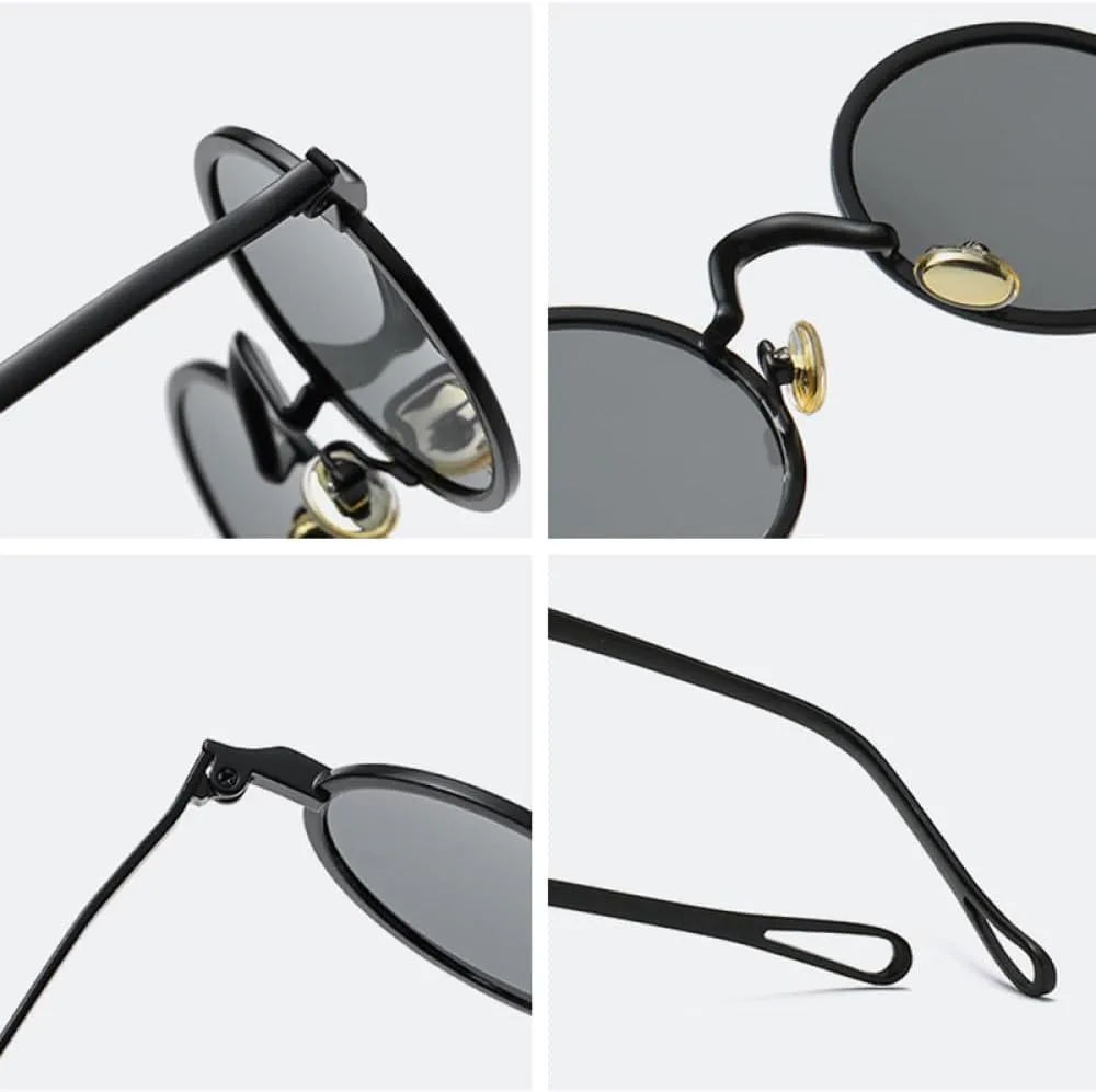 

Ретро металлические круглые панк-солнцезащитные очки 2027 года для женщин, с прозрачными линзами, оправа для мужчин, солнцезащитные очки UV400 MTZJH, Bronze Clear