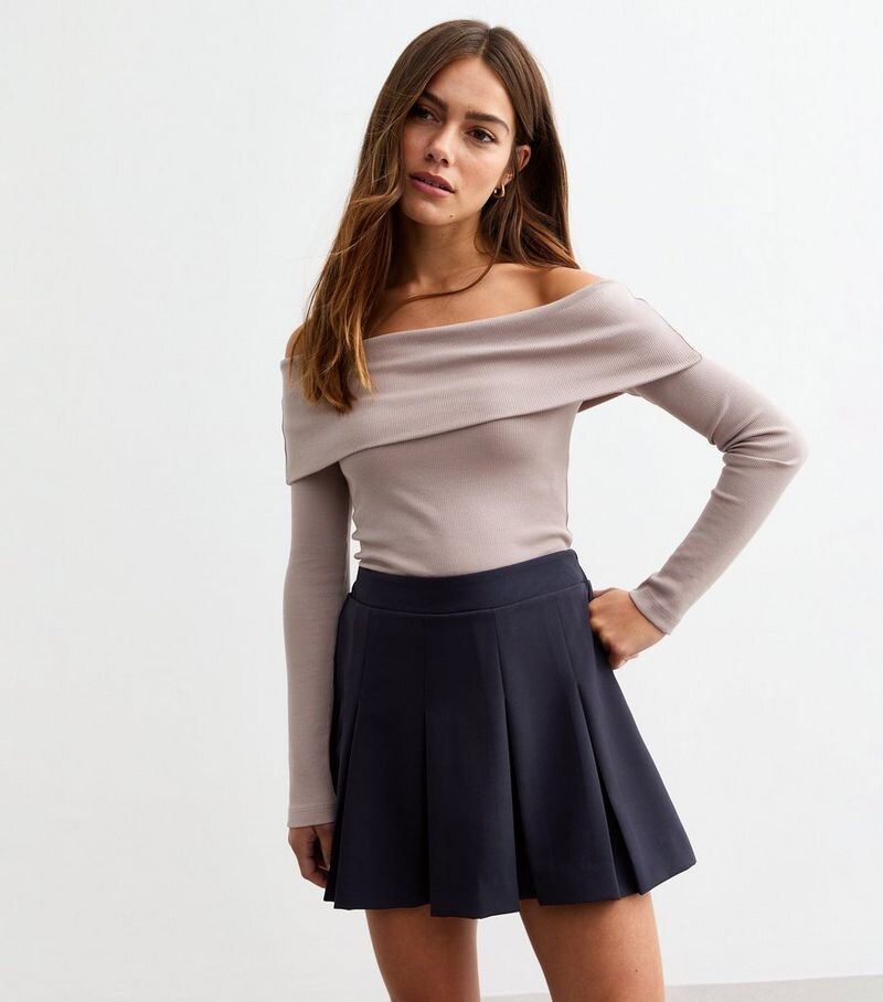 

Мини-юбка New Look Petite со складками, темно-синий