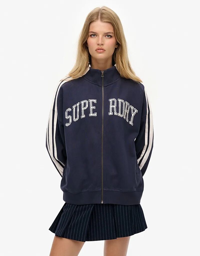 

Спортивный топ Superdry Athletic essentials с аппликацией и свободной молнией в цвете Mariner Navy