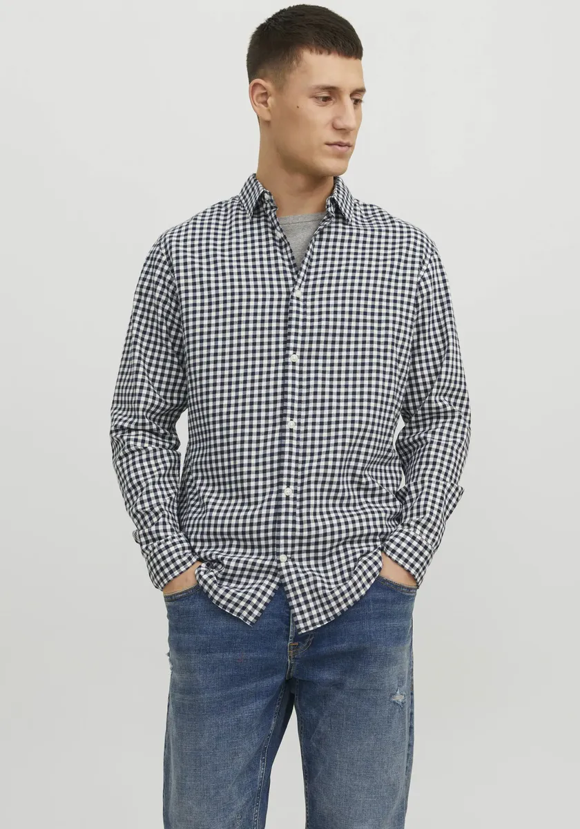 

Рубашка с длинными рукавами Jack & Jones "JJEGINGHAM TWILL SHIRT L/S NOOS", цвет Cloud Dancer