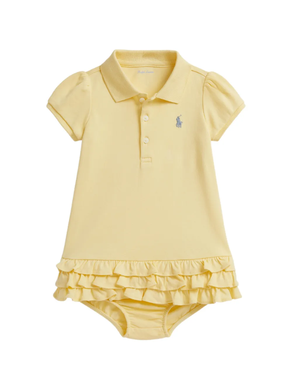 

Комплект из платья поло и блумеров с оборками Polo Ralph Lauren Kids, желтый