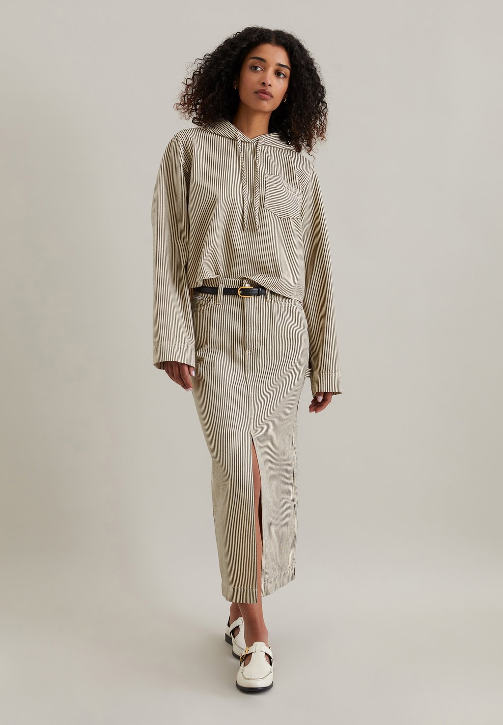 

Блуза CROP-RELAXED AUS GESTREIFTEM Marc O'Polo DENIM, белый