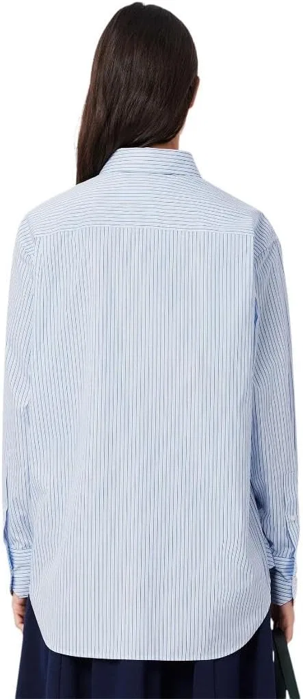 Рубашка Lacoste Oversized Popeline, gypsy blue/white — фото 3