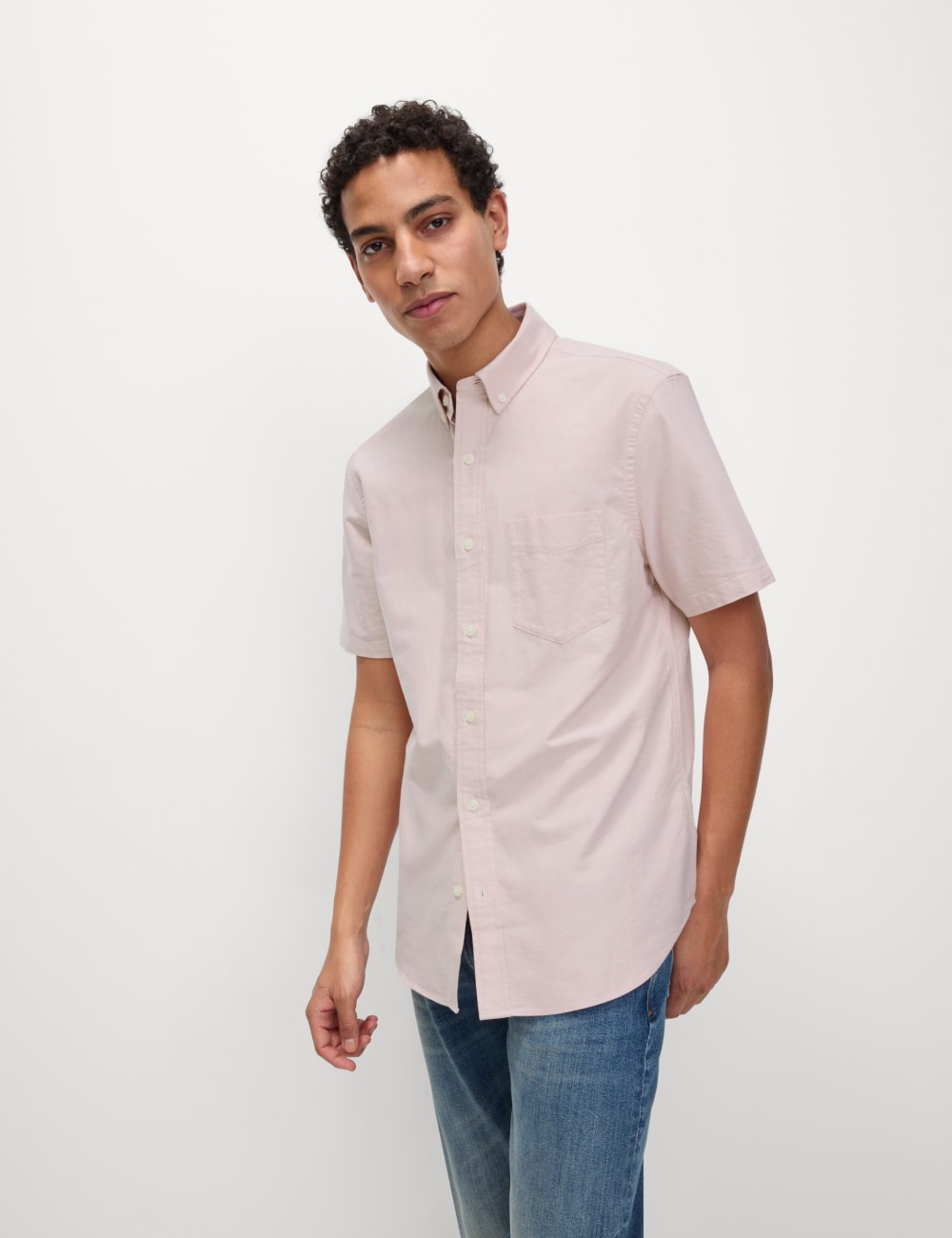 

Лучшая рубашка Oxford из чистого хлопка Marks & Spencer, светло-коралловый