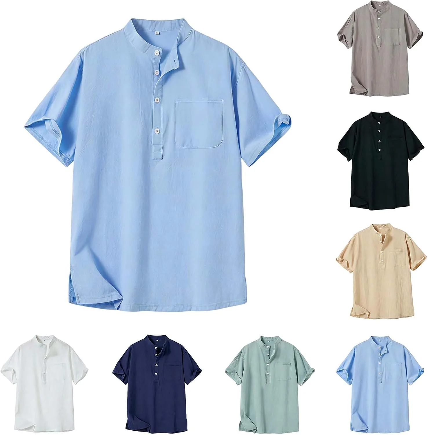 

Хлопковая льняная рубашка для мужчин с коротким рукавом Lmdudan