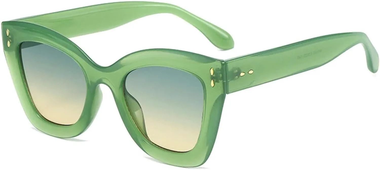 

Солнцезащитные очки «кошачий глаз» для женщин, модные солнцезащитные очки UV400, ретро-очки для мужчин с градиентным переходом цвета SZVVBKK, Green Green Yellow