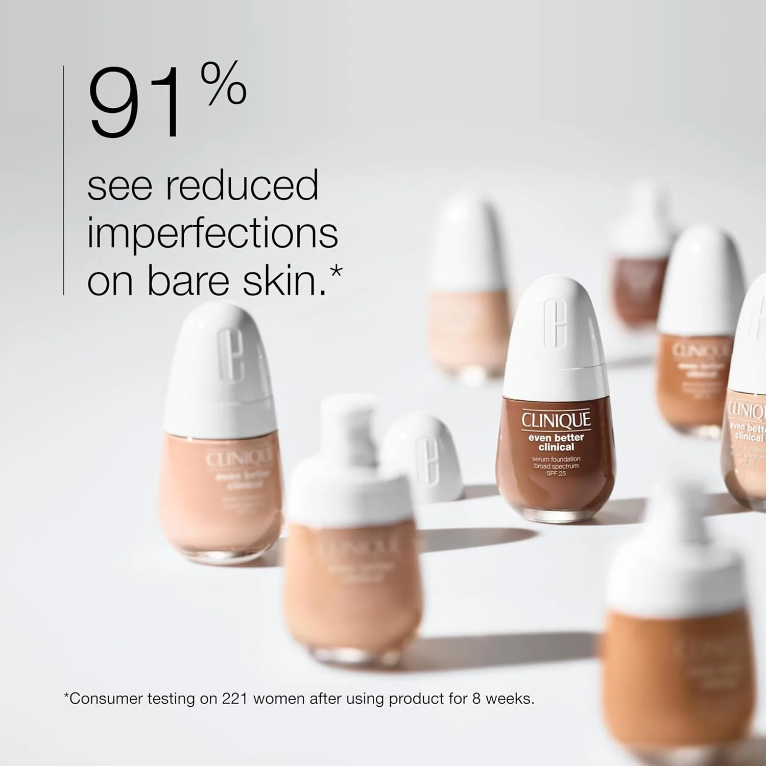Clinique Even Better Clinical Serum Full Coverage увлажняющая тональная основа SPF 25 с витамином C, салициловой и гиалуроновой кислотой для жирной кожи, AX Toasted Wheat WN 76 - medium, warm-neutral undertones — фото 3