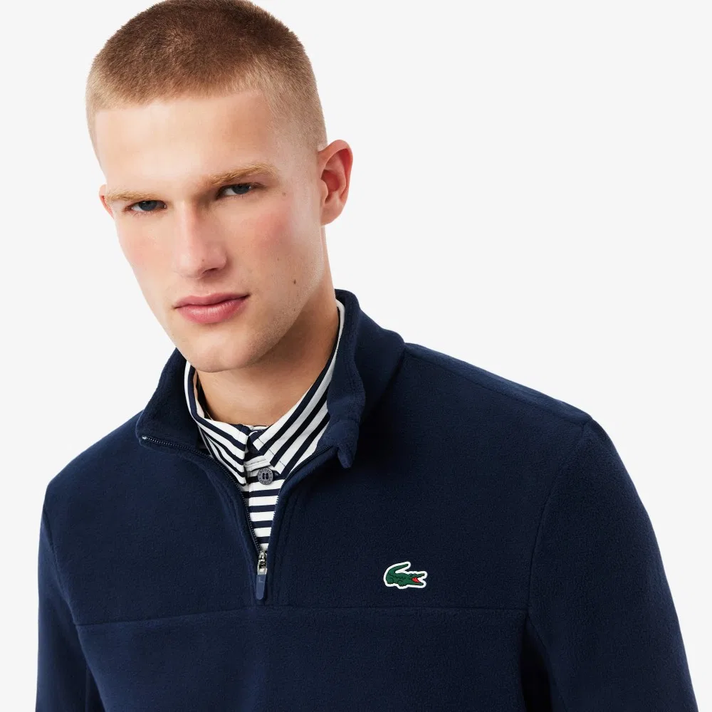 Мужская флисовая толстовка Lacoste для гольфа с короткой молнией, тёмно-синяя — фото 2