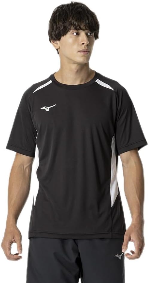

Футболка MIZUNO Solar Cut, короткий рукав, летняя, влагоотводящая, быстросохнущая, теплозащитная, приталенный крой, унисекс, P2MAB046, черный