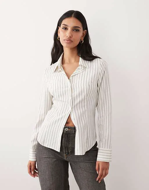 

Рубашка в тонкую полоску с завязкой на талии ASOS DESIGN