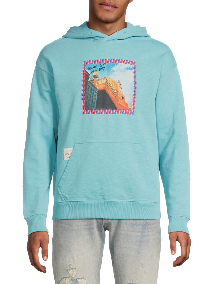 

Хлопковая толстовка с капюшоном Joe Jonas x Scotch Soda с рисунком Scotch & Soda, цвет Ice Blue